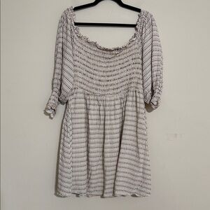 Eloquii Elegant cream Black polka dots mini Dress women 16 babydoll preppy boho